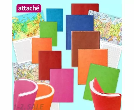 605264 - Бизнес-тетрадь Attache Клэр А5 120л, клетка, кожзам, розовая 451611 (10)