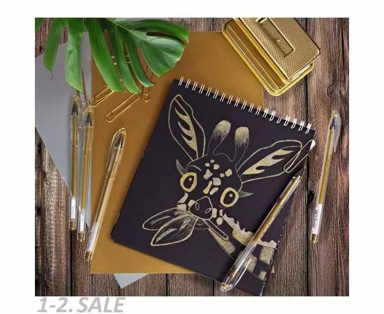 631830 - Ручка гелевая золото металлик CROWN, 0,7мм (6)