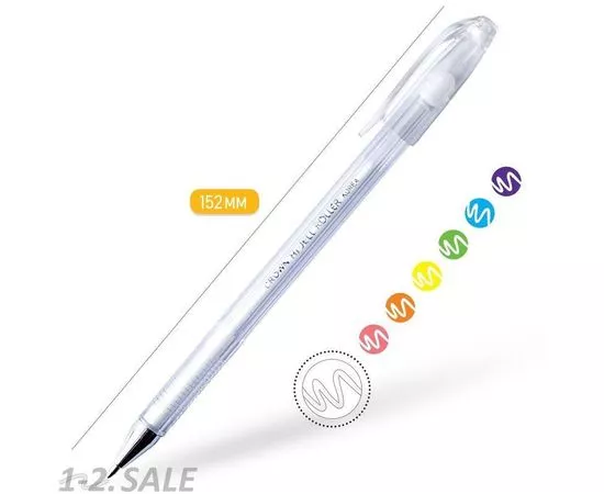 631831 - Ручка гелевая Crown Hi-Jell Pastel пастель белая, 0,8мм(6!) цена за шт.СПБ(12!) (3)