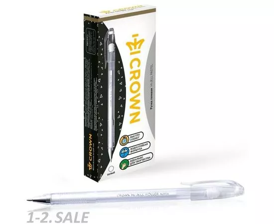 631831 - Ручка гелевая Crown Hi-Jell Pastel пастель белая, 0,8мм(6!) цена за шт.СПБ(12!) (7)