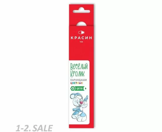 633057 - Карандаши цветные Красин Веселый кролик 6цв 6-гран 177мм (2)