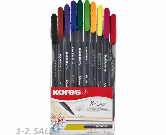 701046 - Линер  0,4мм набор из 10цв./уп. Kores 685062 (3)