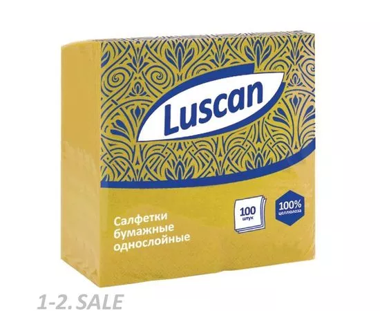 701164 - Салфетки бумажные 100шт. желтые (24х24см) Luscan. 476873 (2)