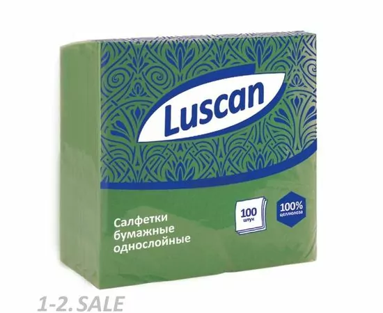 701165 - Салфетки бумажные 100шт. зеленые (24х24см) Luscan 476874 (2)