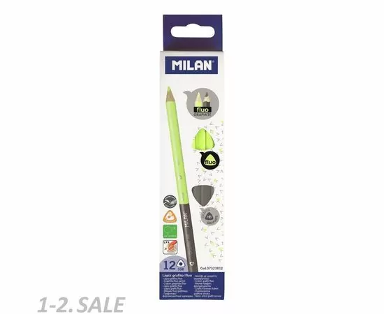 701243 - Карандаш чернографитный Milan 2 в 1, ч/г+тектовыделитель, 7323812 арт.  966891 (4)