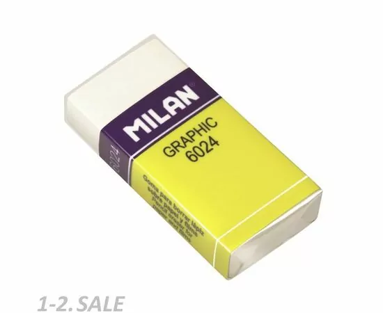 701279 - Ластик пластик. Milan 6024 повышенной мягкости, белый, карт. держатель арт.  973211 (2)