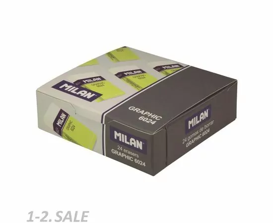 701279 - Ластик пластик. Milan 6024 повышенной мягкости, белый, карт. держатель арт.  973211 (3)