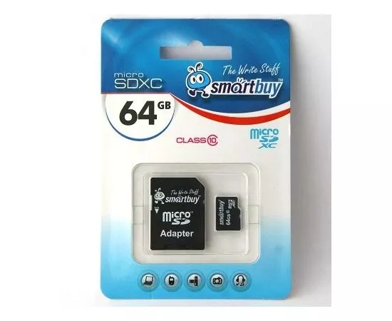 564208 - Флэш-карта (памяти) MicroSDXC 64GB Class 10 Smartbuy (адаптер SD) (1)