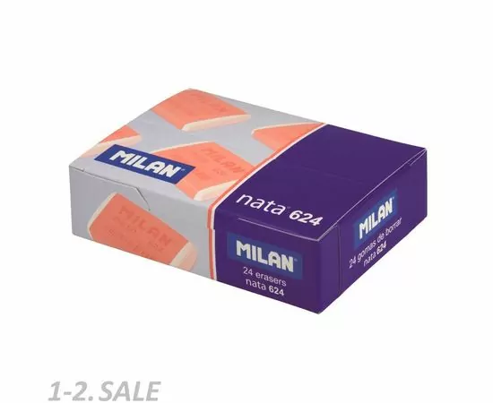 701293 - Ластик пластик. Milan nata 624 белый, карт. держатель арт.  973215 (3)