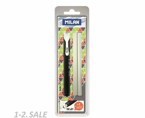 701295 - Ластик с механич. держ-лем Milan TRIJET + 2 зап.ластика, цвет в асс, блистер арт.  973181 (2)