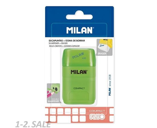 701372 - Ластик-точилка Milan COMPACT FLUO, цвет в ассорт., блистер (BYM10380) арт. 973183 (3)