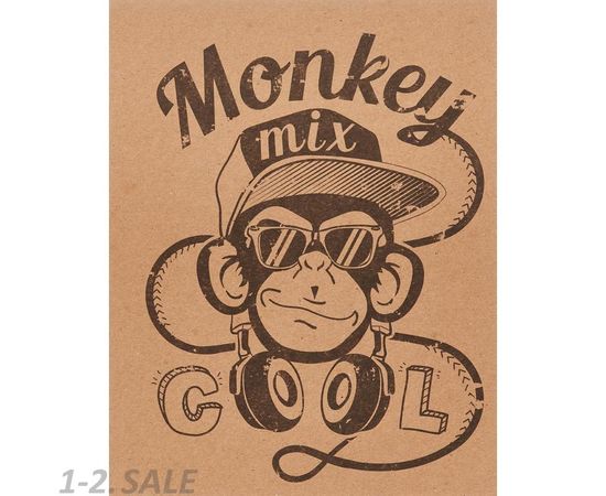 701463 - Тетрадь №1 School Monkey 48л., А5, скрепка,обл. крафт, цв.печать 794783 (2)