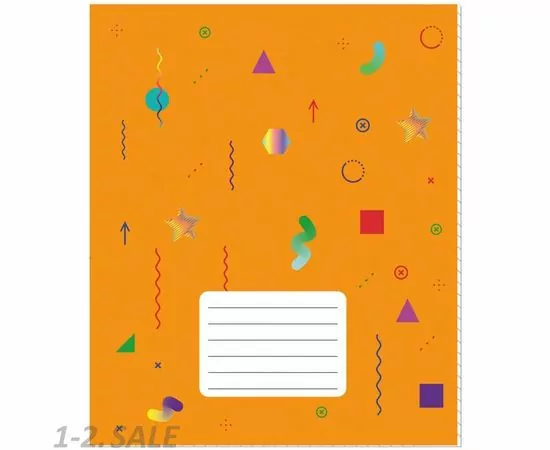 701482 - Тетрадь А5,18л,кл,скреп. №1 School Цветные фигуры Оранжевый 885432 (2)