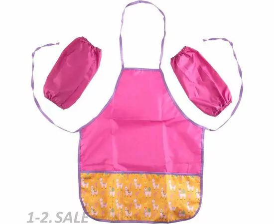 701550 - Фартук д/труда №1 School Ламы 44x54 см, 2 кармана, нарукавники 1008045 (2)