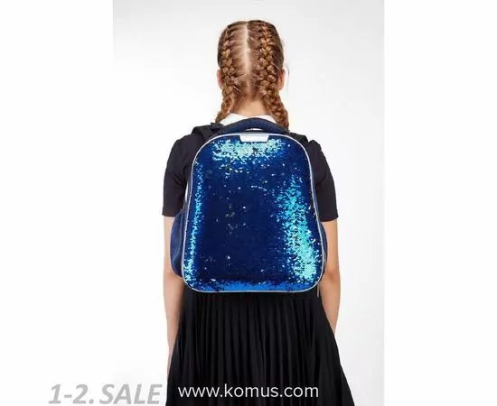 701615 - Ранец №1 School   Sparkle Blue, ортопед. Спинка, двусторонние пайетки 843408 (8)