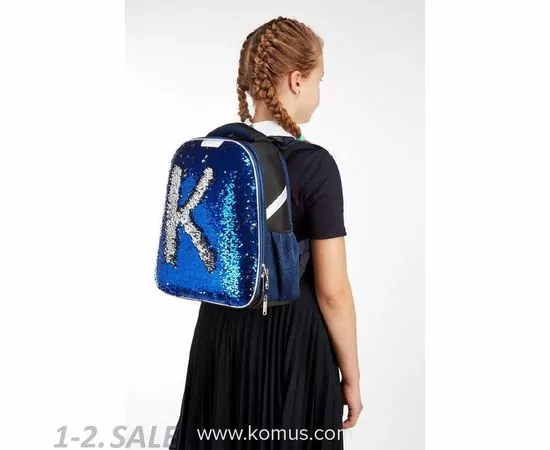 701615 - Ранец №1 School   Sparkle Blue, ортопед. Спинка, двусторонние пайетки 843408 (9)