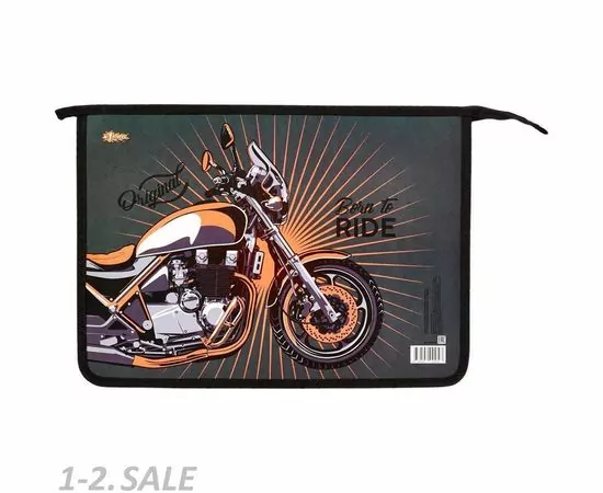 701674 - Папка д/тетрадей №1 School Байк А4, пластик + ламин картон молния,30Ш4 985997 (2)