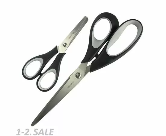 702376 - Ножницы набор Attache Style,124мм,210мм,эргоном.прорез.ручки, цв.черн/бел 728816 (2)