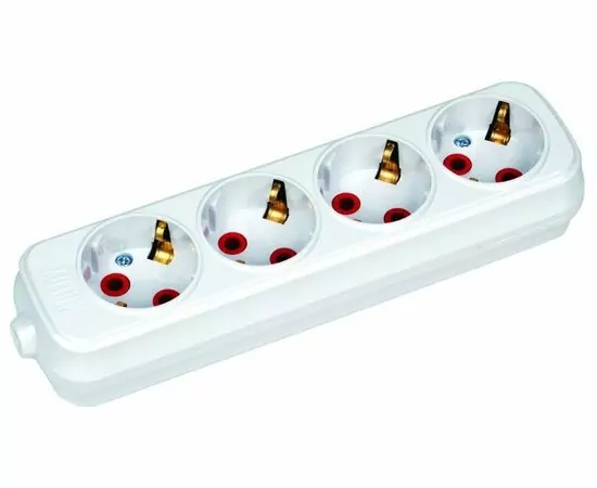 576288 - HOROZ колодка 4гн. 16A 250В (АБС-пластик, белая, земля, негорючая вставка PC 850C) 200-400-401 (1)