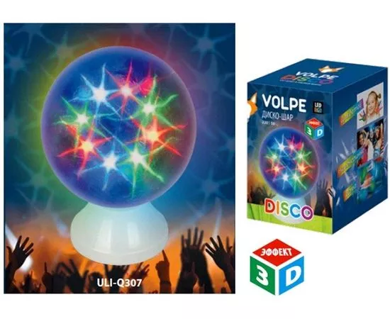 581746 - Светильник-проектор настольный Volpe Disco 3D ULI-Q307 d=15см, реж. авто, RGB 220V (1)