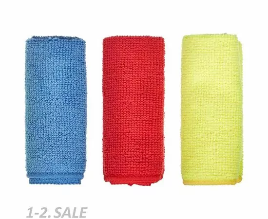 719593 - Салфетки Luscan микрофибра 180г 25х25см 3шт/уп син/крас/желт 957392 (5)