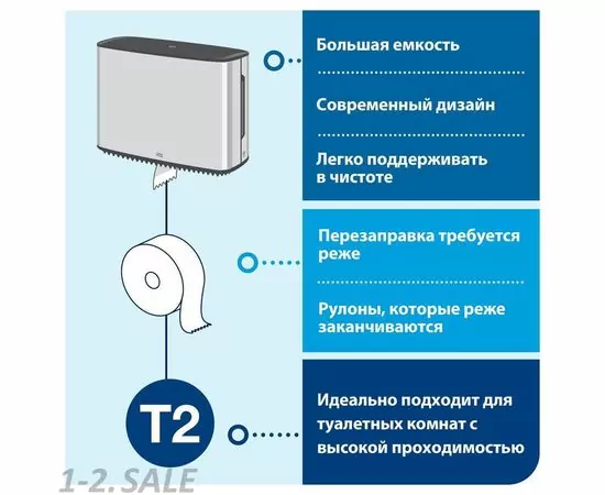 752353 - Диспенсер для туалетной бумаги Tork Т2 в мини рулонах метал 460006 1033445 (8)