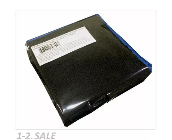 753060 - Салфетка для маркерных досок микрофибра чёрная с синим краем 30х30 см пакет 1092689 (4)