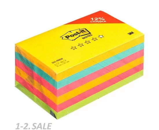 753166 - Блок-кубик Post-it 655-RNBW радуга плюс  76х127, 4 цвета, 6 бл.х100 л. 738392 (2)