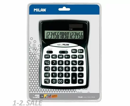 753214 - Калькулятор настольный Milan 152016BL, 16 разр, чёр-бел, блистер 1095847 (5)