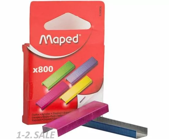 753326 - Скобы к степлеру №26/6 MAPED, цветные, 800 шт (2-40 лист.)в уп.европодвеС 624980 (2)