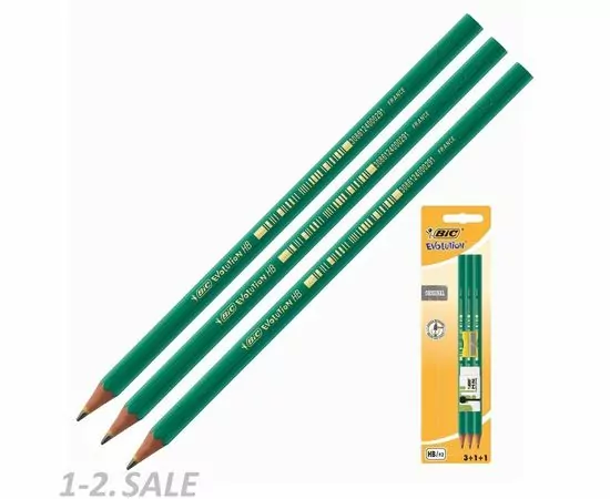 753784 - Карандаш чернографитный EVOLUTION HB пластиковый 3шт+ластик+точилка/блистер 778554 (2)