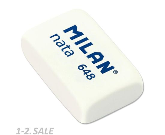 753880 - Ластик пластиковый Milan nata 648 белый 3,1х1,9х0,9 973217 (2)