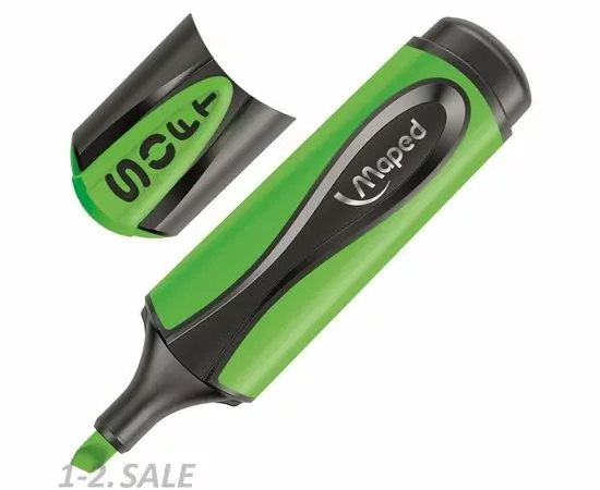 754049 - Маркер выделитель текста Maped ultra soft мягкий наконечник 1-5 мм зелёный 756972 (2)