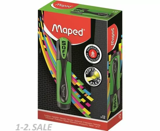 754049 - Маркер выделитель текста Maped ultra soft мягкий наконечник 1-5 мм зелёный 756972 (4)