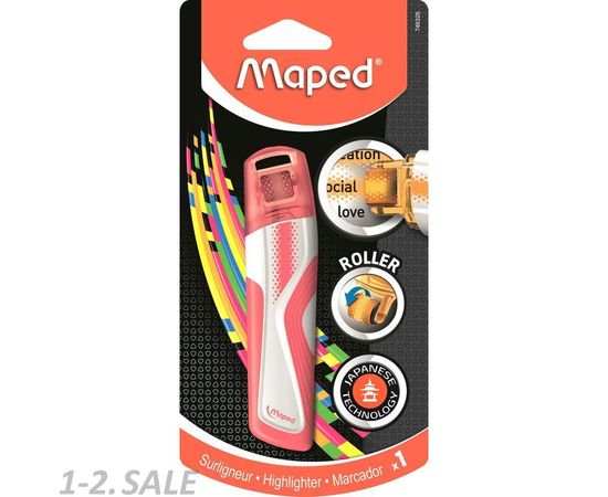 754062 - Маркер выделитель текста роллер Maped FLUO PEPS розовый 7 мм блистер 1010115 (5)