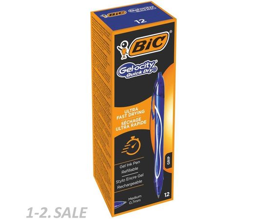 754123 - Ручка гелевая BIC Gelocity Quick Dry синий,автомат.0,35мм,прорезин.корпус 1009305 (4)