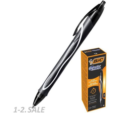 754124 - Ручка гелевая BIC Gelocity Quick Dry черный,автомат.0,35мм,прорезин.корпус 1009304 (3)