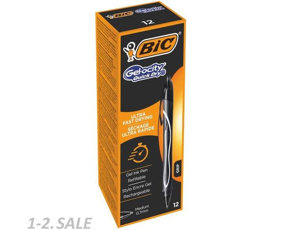 754124 - Ручка гелевая BIC Gelocity Quick Dry черный,автомат.0,35мм,прорезин.корпус 1009304 (4)