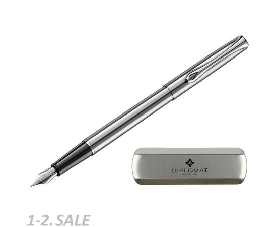 754174 - Ручка перьевая DIPLOMAT Traveller stainless steel M синий D10059004 1006790 (2)
