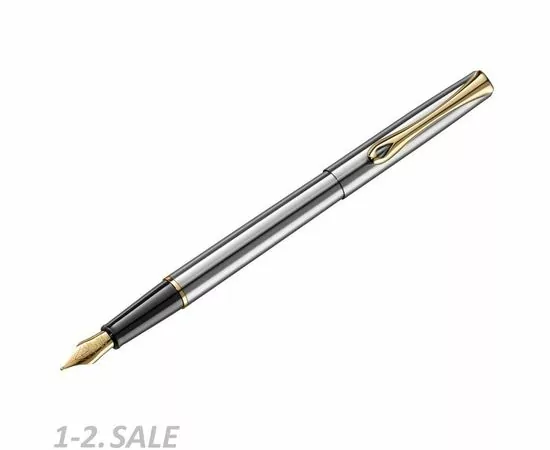 754175 - Ручка перьевая DIPLOMAT Traveller stainless steel gold F синий D10057453 1006793 (3)