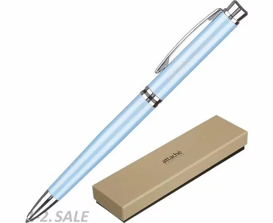754188 - Ручка шариковая Attache Selection Topaz, с пов.мех., синий, футляр 887018 (2)