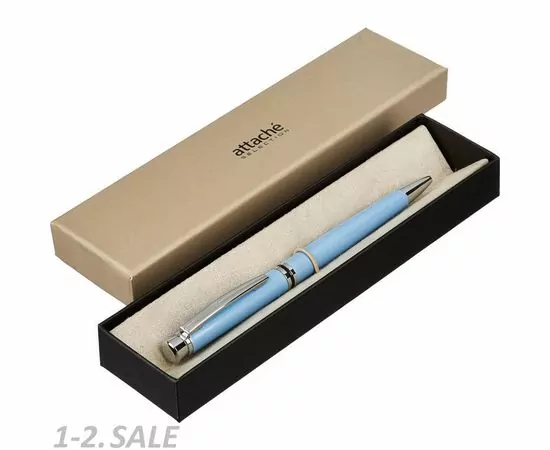 754188 - Ручка шариковая Attache Selection Topaz, с пов.мех., синий, футляр 887018 (3)