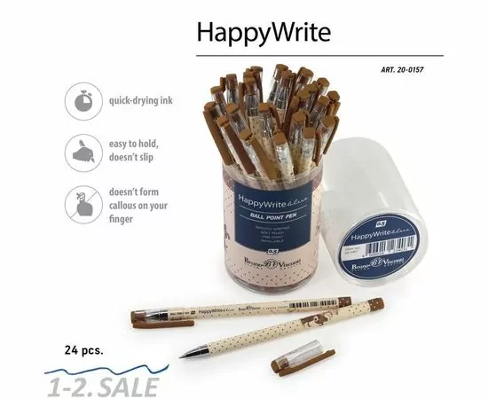754298 - Ручка шариковая BRUNO VISCONTI HappyWrite. Щенок с букетом синий 0,5мм 1013675 (6)