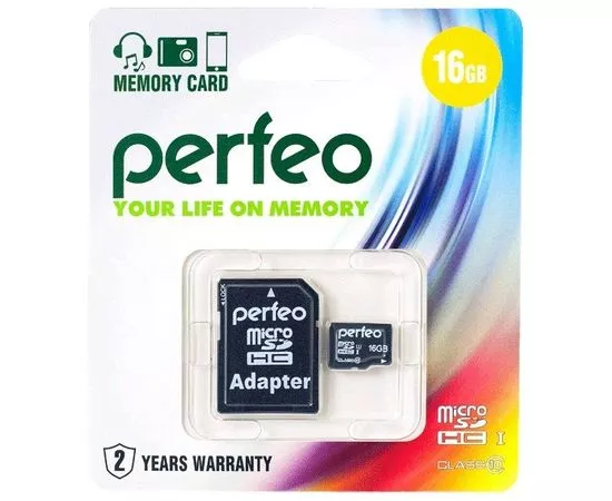 601634 - Флэш-карта (памяти) MicroSDHC 16Gb class10 Perfeo адаптер PF16GMCSH10A (1)