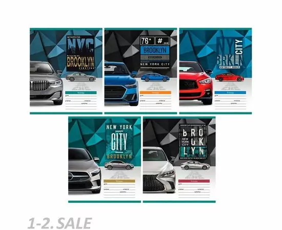 755658 - Тетрадь школьная А5 18л,лин,скреп,мел.кар. ПРЕСТИЖНЫЕ АВТОМОБИЛИ 18-4640асс 1160063 (2)