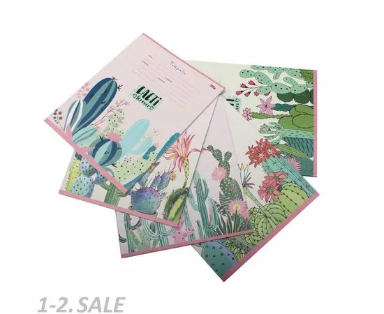 755727 - Тетрадь школьная А5,12л,клетка ЦВЕТУЩИЕ КАКТУСЫ 12-3708 5видов 1024988 (2)