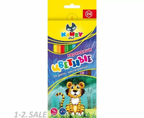 755827 - Карандаши цветные 24 цвета 6-гран, ВКФ Мой друг тигрёнок, CP- 2024 1108450 (2)