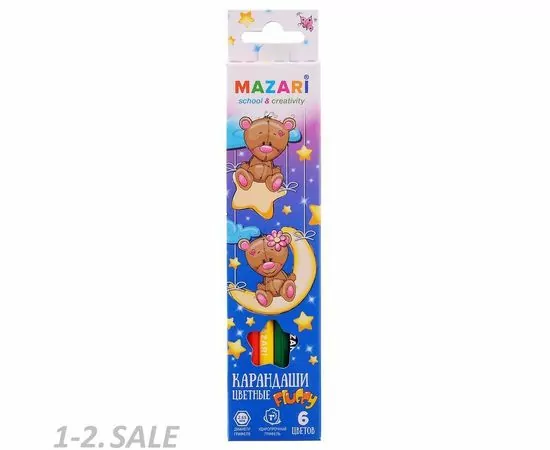 755840 - Карандаши цветные 6 цветов, шестигр FLUFFY, M-6138-6 1105130 (2)