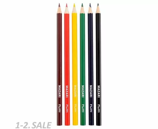 755840 - Карандаши цветные 6 цветов, шестигр FLUFFY, M-6138-6 1105130 (3)