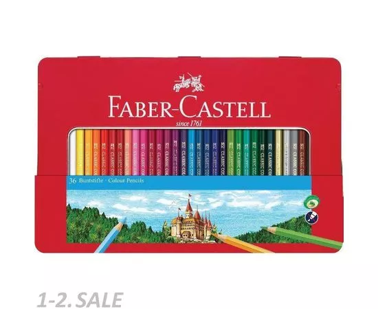 755850 - Карандаши цветные Faber-Castell, 36цв., заточен., метал. кор., 115886 1197876 (2)